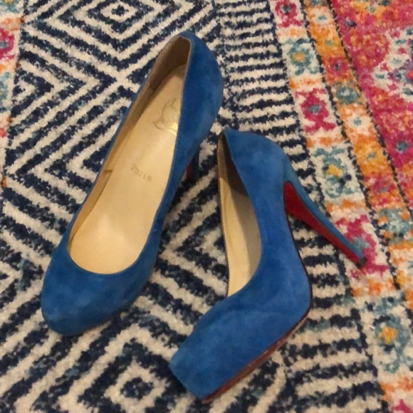 blue suede louboutin heels